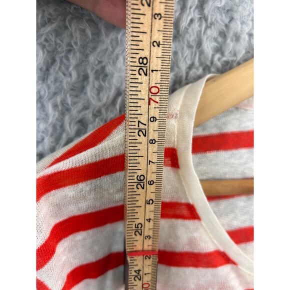 Massimo Dutti Red White Striped Linen Blend 3/4 Sleeve Top Women’s XL - Picture 5 of 8